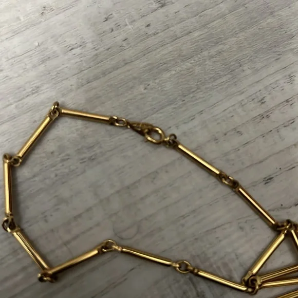 Vintage Artistry 2 toned gold and silver tone metal bar chain necklace modernist - Picture 4 of 5